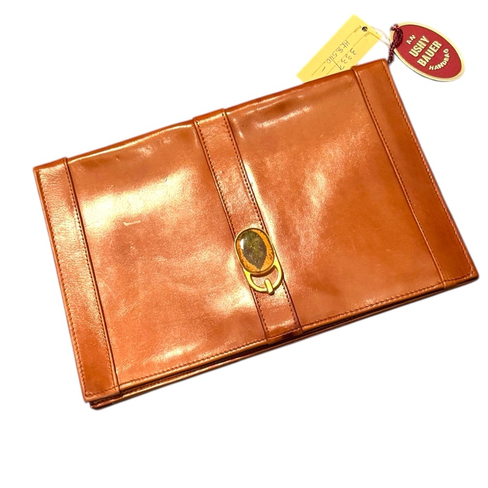 Ushy Bauer Vintage Stunning Tan Leather Shoulder Handbag Clutch NWT